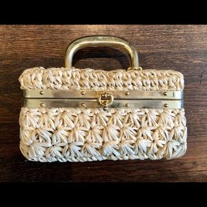 Vintage Italian rafia straw woven bag by Ritter